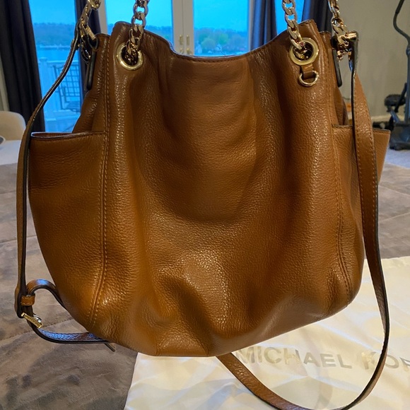 Michael Kors Jet Set Chain Brown Leather Hobo Bag and matching wallet - Picture 3 of 8